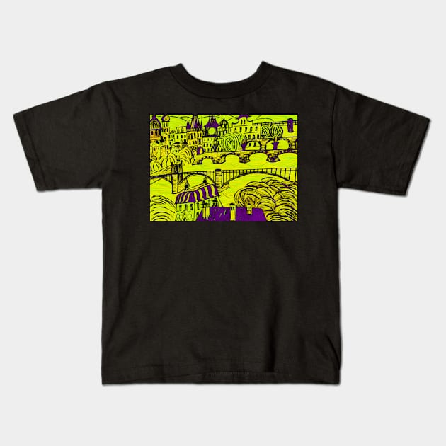 Prague - Golden City No. 2 Kids T-Shirt by asanaworld